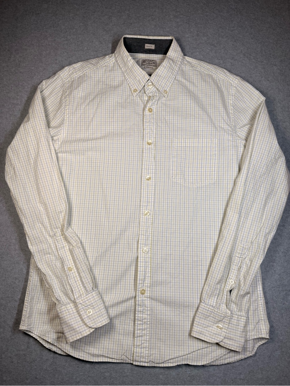 J. Crew Men's Light Ivory Check Button-Down Shirt